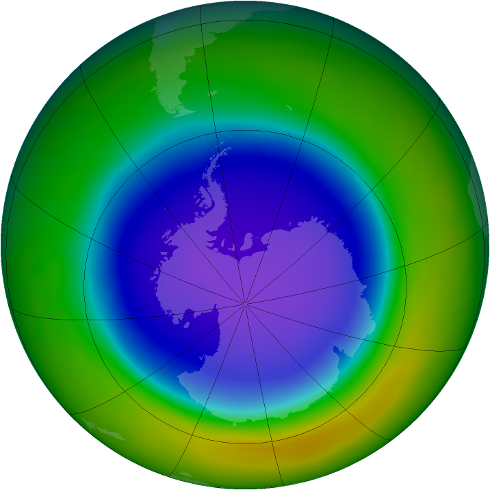 Antarctic ozone map for October 2011
